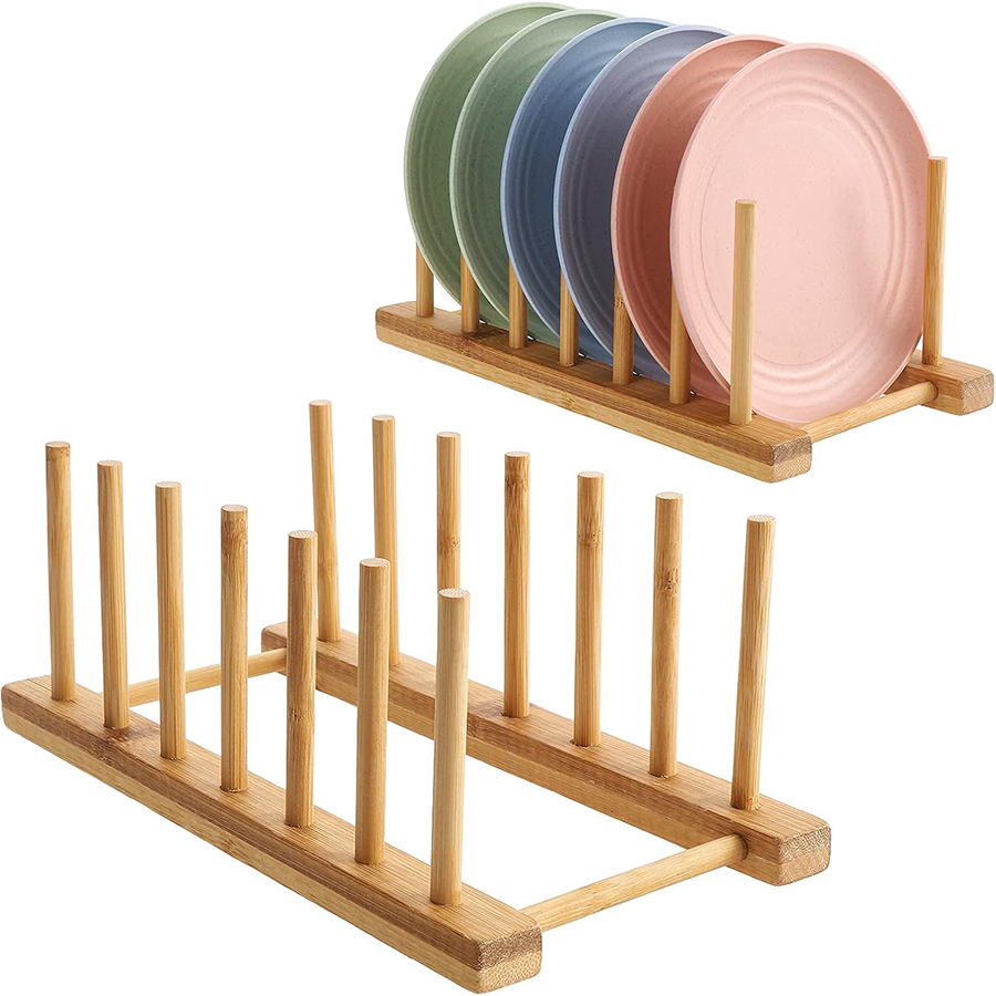Bamboo Cutlery - 1 adet/2 adet bambu bulaşık rafı,