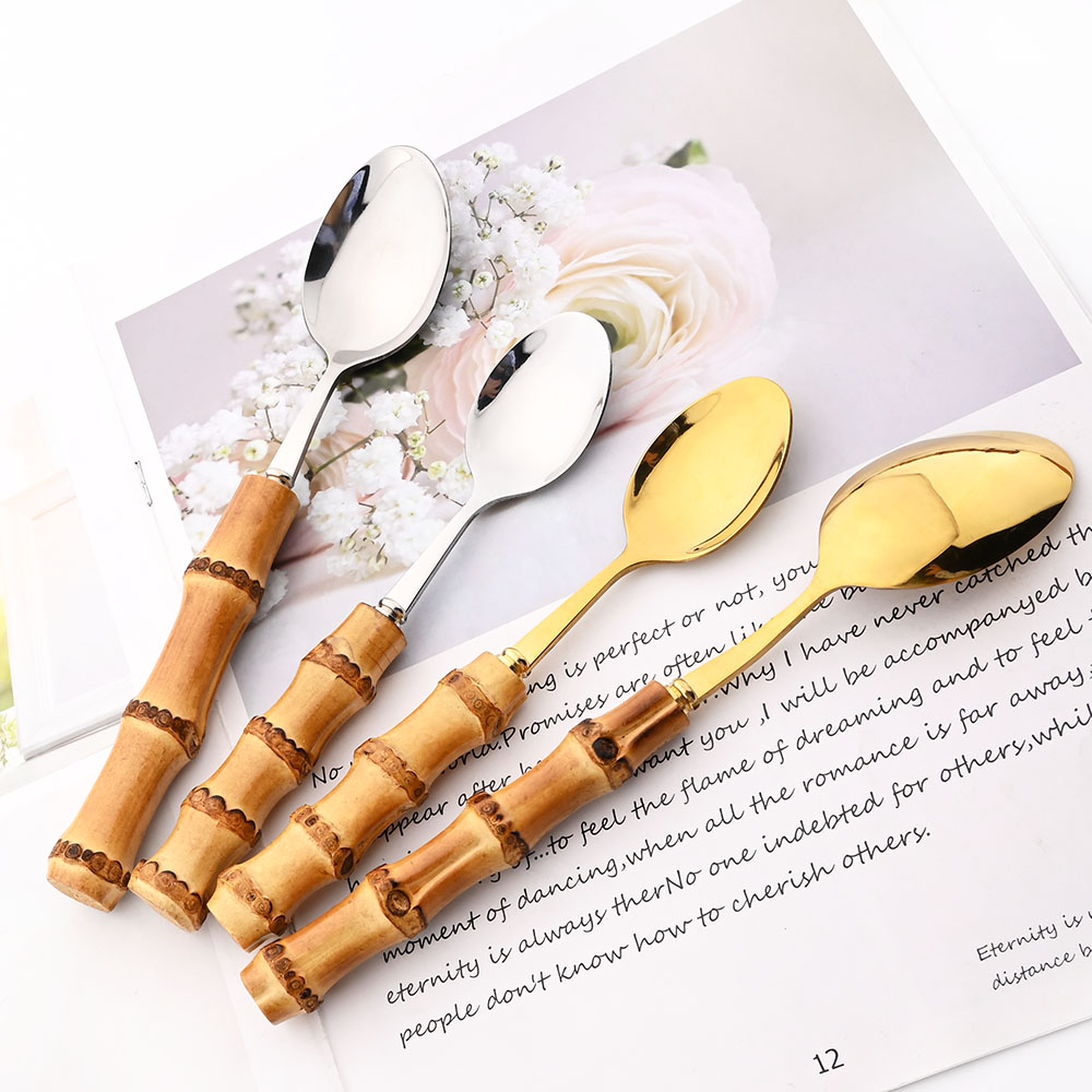 6 adet altın doğal bambu saplı - Bamboo Cutlery incelemesi ve fiyatı
